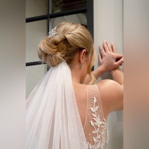 Glitter wedding veil tulle - bridal wedding veil Chapel length